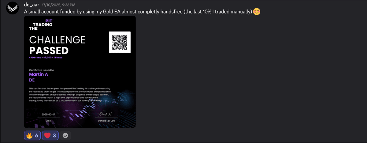 Martin — The Trading Pit Challenge Passed. "Almost completely handsfree"